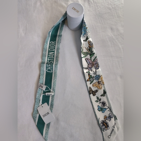 Dior Accessories - Christian Dior Mitzah Twilly Butterfly Floral Silk Scarf Skinny Bandeau NWT NIB